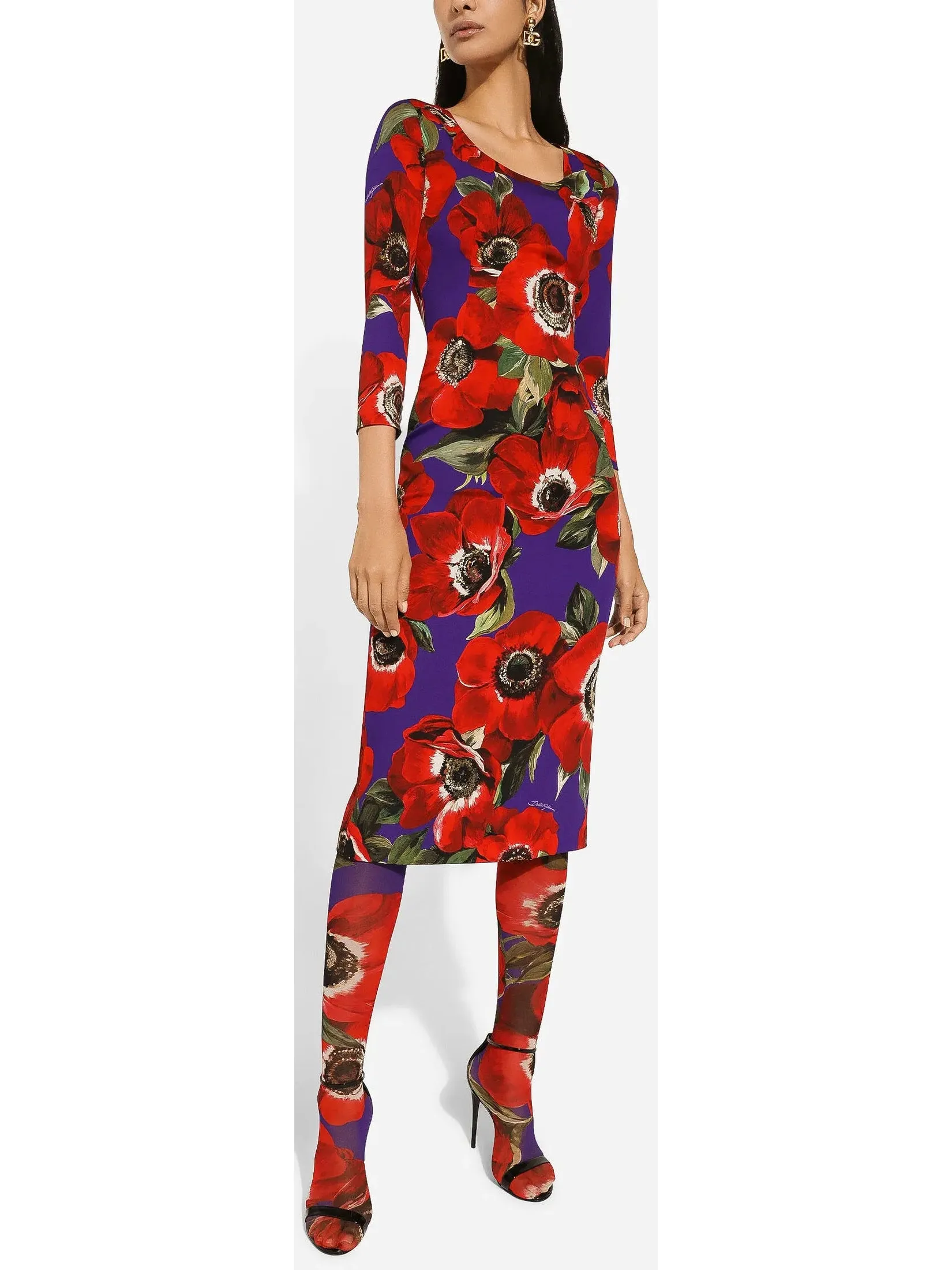 Women’s Anemone Print Charmeuse Sheath Dress