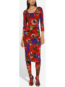 Women’s Anemone Print Charmeuse Sheath Dress