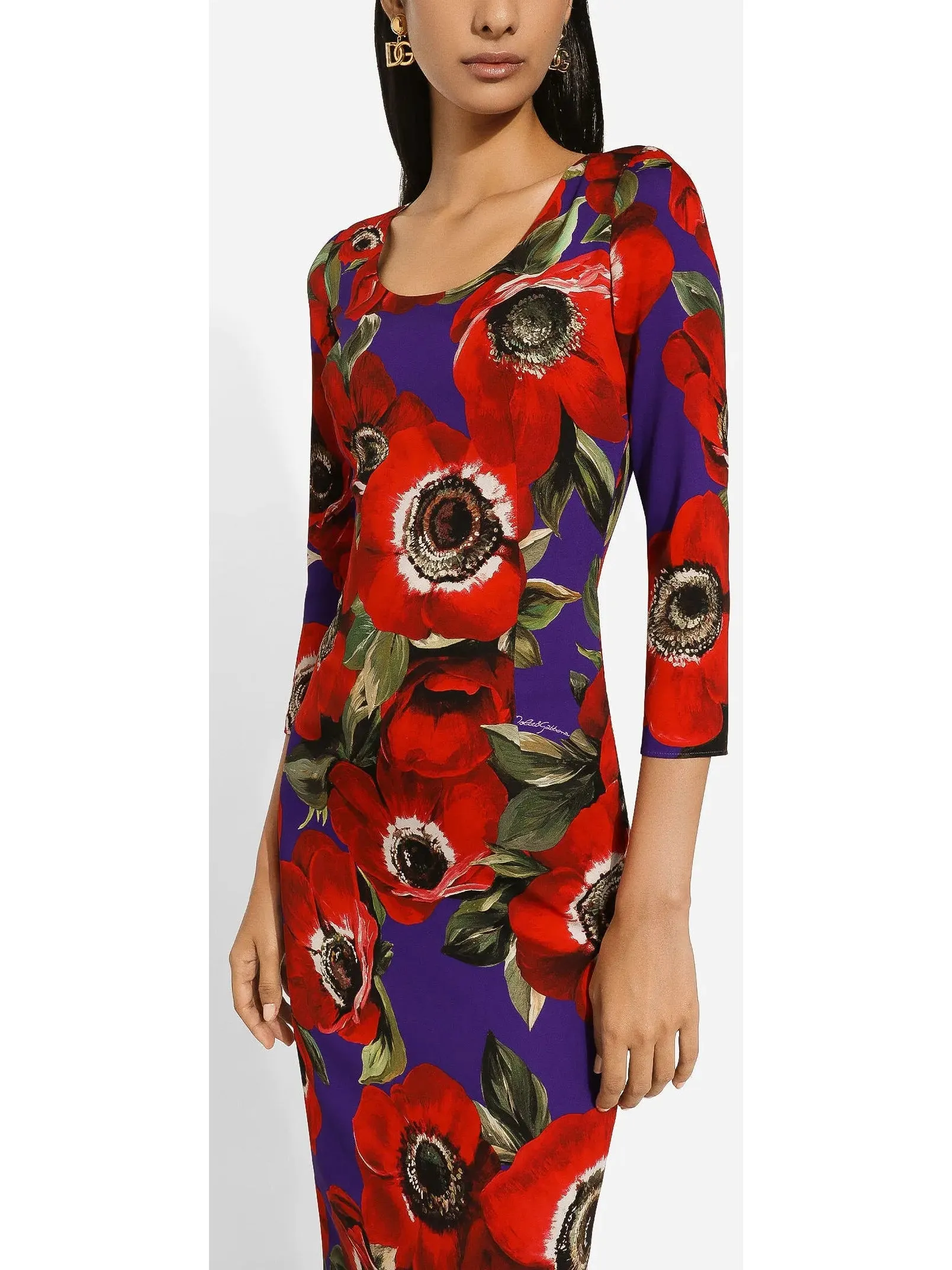 Women’s Anemone Print Charmeuse Sheath Dress